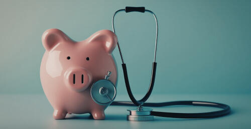 Piggy bank with stethoscope